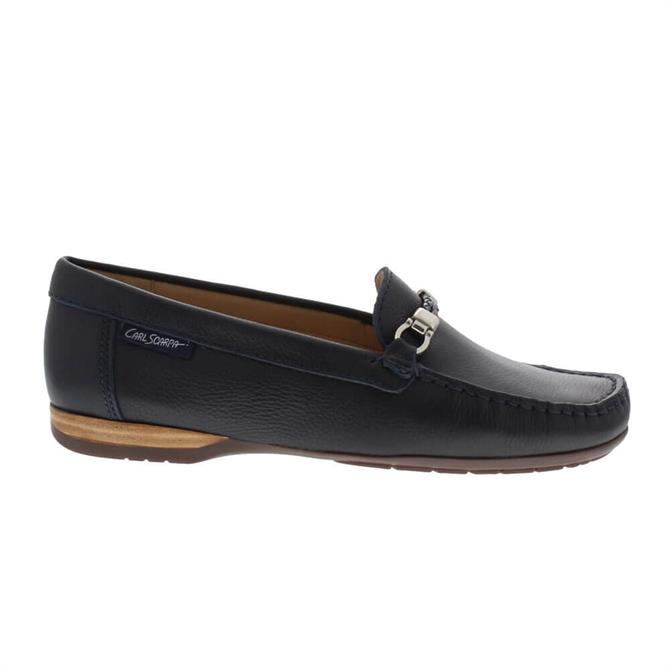 Carl Scarpa Helga Navy Leather Loafers